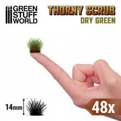 Thorny Scrub - Dry Green 14mm - Green Stuff World - 48x Self Adhesives - Gootzy Gaming