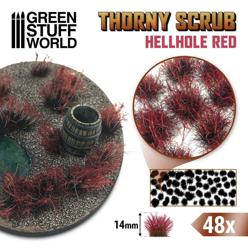 Thorny Scrub - Hellhole Red 14mm - Green Stuff World - 48x Self Adhesives - Gootzy Gaming