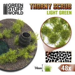 Thorny Scrub - Light Green 14mm - Green Stuff World - 48x Self Adhesives - Gootzy Gaming