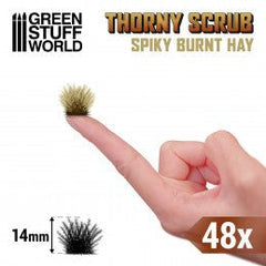 Thorny Scrub - Spiky Burnt Hay 14mm - Green Stuff World - 48x Self Adhesives - Gootzy Gaming