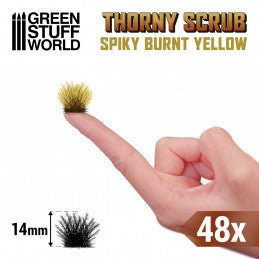 Thorny Scrub - Spiky Burnt Yellow 14mm - Green Stuff World - 48x Self Adhesives - Gootzy Gaming