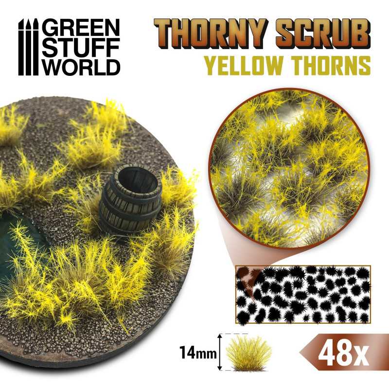 Thorny Scrub - Yellow Thorns 14mm - Green Stuff World - 48x Self Adhesives - Gootzy Gaming