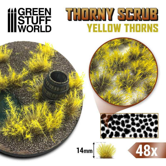 Thorny Scrub - Yellow Thorns 14mm - Green Stuff World - 48x Self Adhesives - Gootzy Gaming