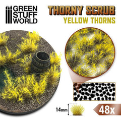 Thorny Scrub - Yellow Thorns 14mm - Green Stuff World - 48x Self Adhesives - Gootzy Gaming