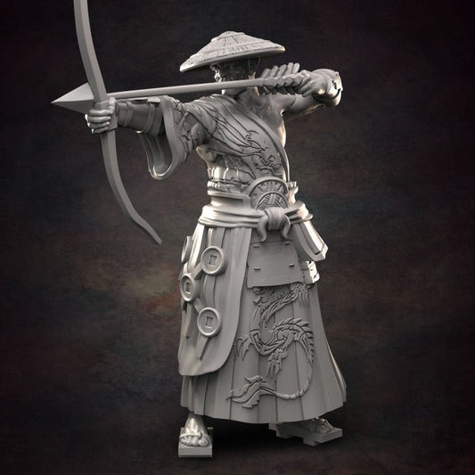 Torashima Orc Archer #2 - Single Roleplaying Miniature for D&D or Pathfinder - 32mm Scale Resin 3D Print - Red Clay Collectibles - Gootzy Gaming