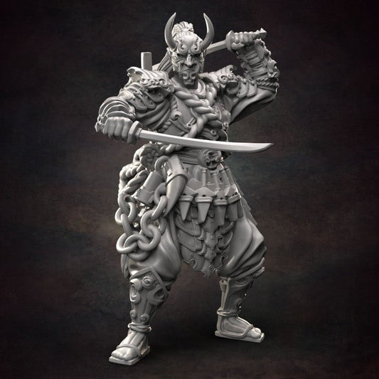 Torashima Orc Ninja - Single Roleplaying Miniature for D&D or Pathfinder - 32mm Scale Resin 3D Print - Red Clay Collectibles - Gootzy Gaming