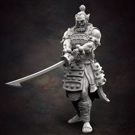 Torashima Orc Warrior #1 - Single Roleplaying Miniature for D&D or Pathfinder - 32mm Scale Resin 3D Print - Red Clay Collectibles - Gootzy Gaming