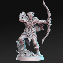 Turandur, High Elf Archer of Suresight - Single Roleplaying Miniature for D&D or Pathfinder - 32mm Scale Resin 3D Print - RN EStudios - Gootzy Gaming