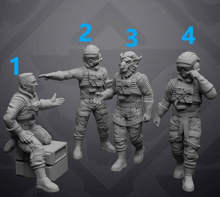 Utility Wing Pilots Casual Idle Poses - Single Miniature - SW Legion Compatible (38 - 40mm tall) Resin 3D Print - Skullforge Studios - Gootzy Gaming