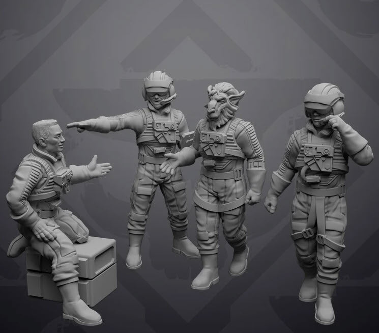Utility Wing Pilots Casual Idle Poses - Single Miniature - SW Legion Compatible (38 - 40mm tall) Resin 3D Print - Skullforge Studios - Gootzy Gaming