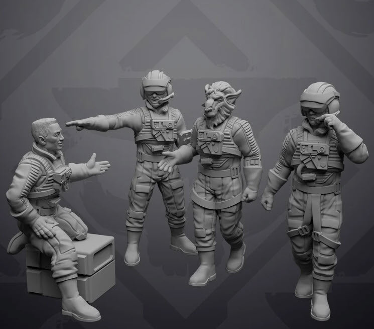 Utility Wing Pilots Casual Idle Poses - Single Miniature - SW Legion Compatible (38-40mm tall) Resin 3D Print - Skullforge Studios - Gootzy Gaming
