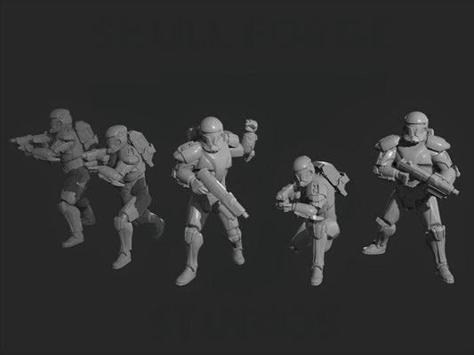 Vanguard Regulars Clone Trooper Miniatures - 5 Mini Bundle - SW Legion Compatible (38 - 40mm tall) Resin 3D Print - Skullforge Studios - Gootzy Gaming