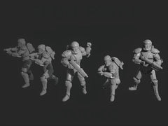 Vanguard Regulars Clone Trooper Miniatures - 5 Mini Bundle - SW Legion Compatible (38 - 40mm tall) Resin 3D Print - Skullforge Studios - Gootzy Gaming