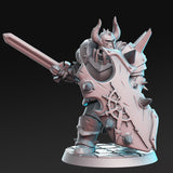 Volkorn, Blood Knight - Single Roleplaying Miniature for D&D or Pathfinder - 32mm Scale Resin 3D Print - RN EStudios - Gootzy Gaming