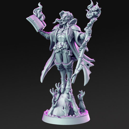 Vraduull, Vampire Warlock / Necromancer Lord - Single Roleplaying Miniature for D&D or Pathfinder - 32mm Scale Resin 3D Print - RN EStudios - Gootzy Gaming