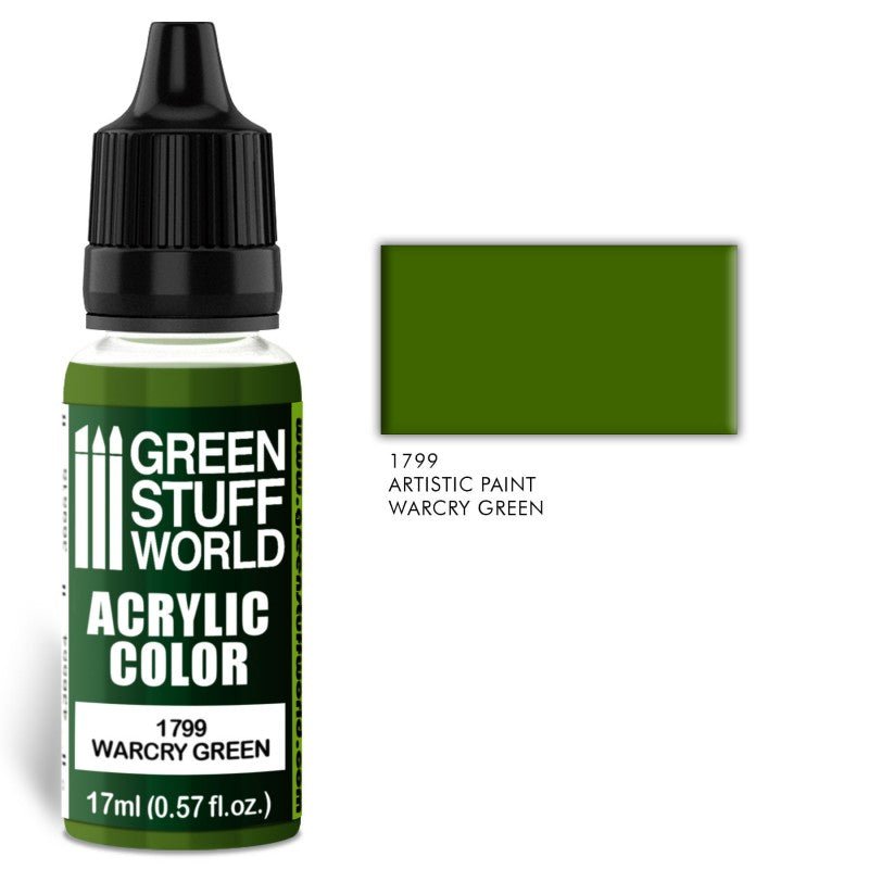 Warcry Green - Matte Acrylic Paint - Green Stuff World - 17 mL Dropper Bottle - Gootzy Gaming