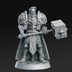 Warrick, Paladin / Cleric with Warhammer - Single Roleplaying Miniature for D&D or Pathfinder - 32mm Scale Resin 3D Print - RN EStudios - Gootzy Gaming