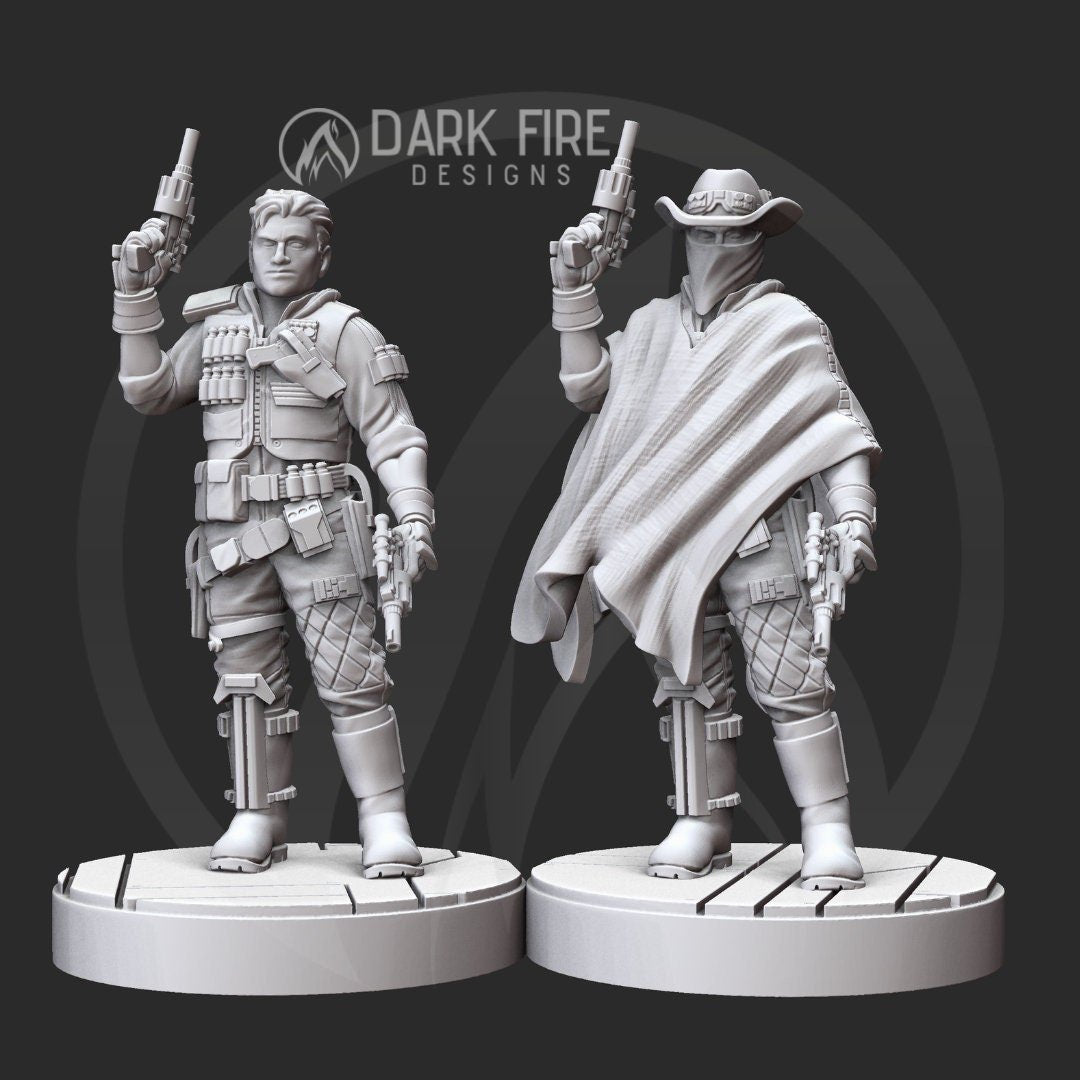 Wild West Smuggler Scoundrel Miniature - SW Legion Compatible (38 - 40mm tall) Multi - Piece Resin 3D Print - Dark Fire Designs - Gootzy Gaming
