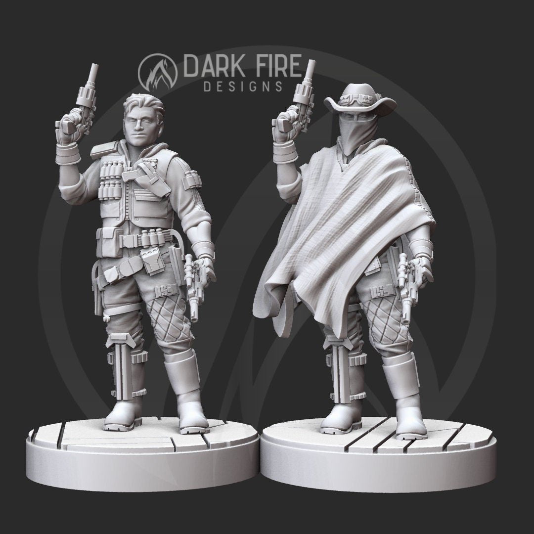 Wild West Smuggler Scoundrel Miniature - SW Legion Compatible (38-40mm tall) Multi-Piece Resin 3D Print - Dark Fire Designs - Gootzy Gaming