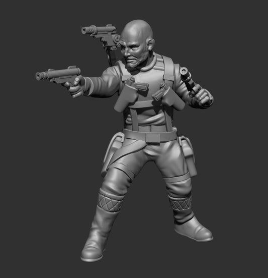 Wiseguy Crackshot Mercenary Miniature - SW Legion Compatible (38 - 40mm tall) Resin 3D Print - Skullforge Studios - Gootzy Gaming