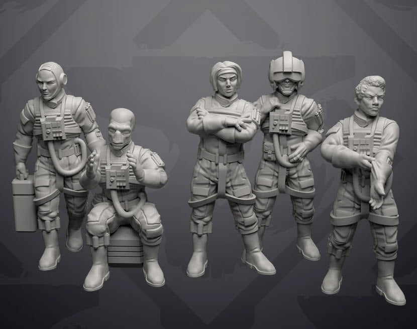 Xeon Wing Pilots Casual Idle Poses - Single Miniature - SW Legion Compatible (38 - 40mm tall) Resin 3D Print - Skullforge Studios - Gootzy Gaming