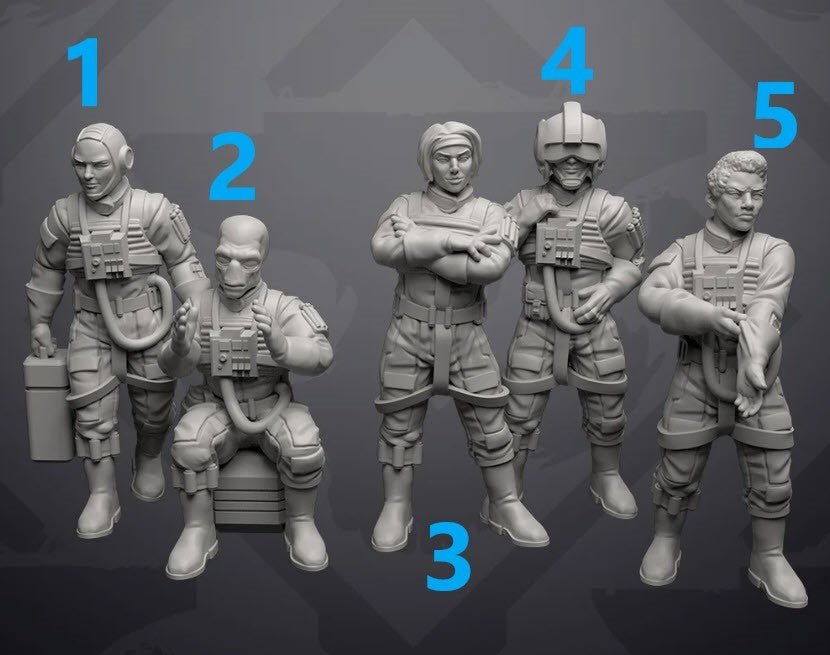 Xeon Wing Pilots Casual Idle Poses - Single Miniature - SW Legion Compatible (38 - 40mm tall) Resin 3D Print - Skullforge Studios - Gootzy Gaming
