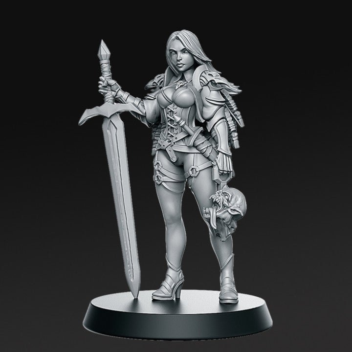 Zirila, Female Bounty and Monster Hunter - Single Roleplaying Miniature for D&D or Pathfinder - 32mm Scale Resin 3D Print - RN EStudios - Gootzy Gaming