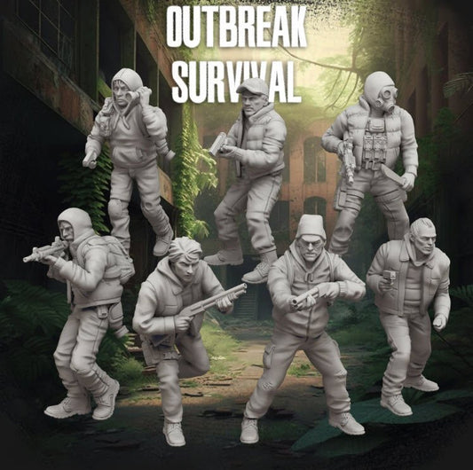 Zombie Outbreak Q Zone Survivors - SW Legion Compatible Miniature (38-40mm tall) High Quality 8k Resin 3D Print - Skullforge Studios - Gootzy Gaming