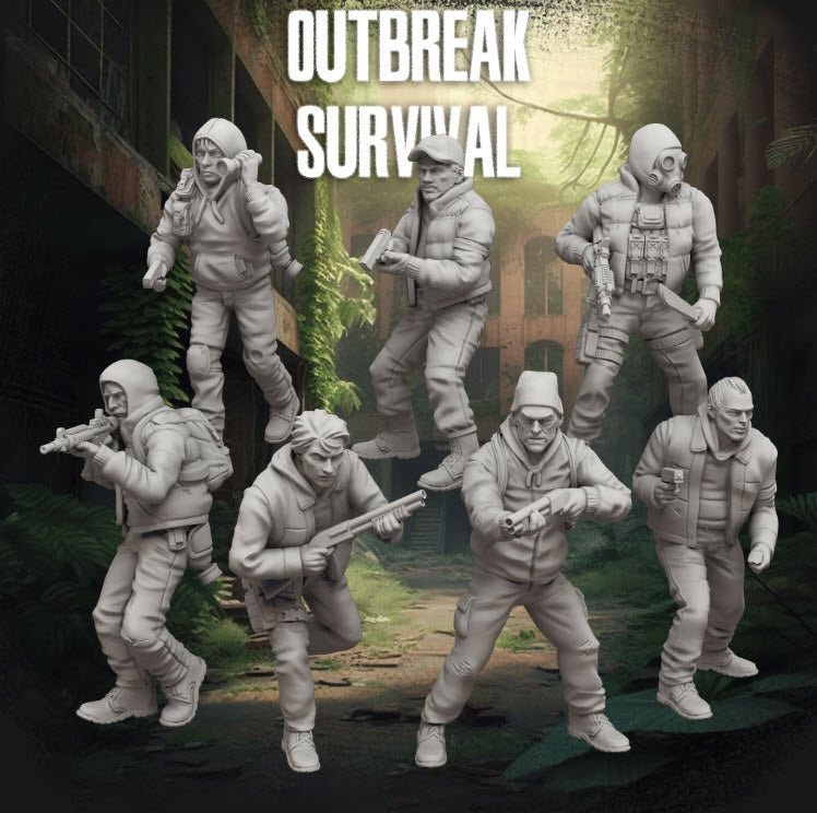 Zombie Outbreak Q Zone Survivors - SW Legion Compatible Miniature (38 - 40mm tall) High Quality 8k Resin 3D Print - Skullforge Studios - Gootzy Gaming