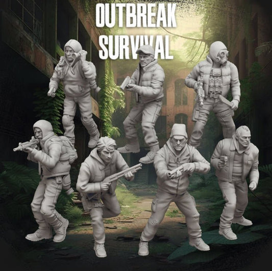 Zombie Outbreak Q Zone Survivors - SW Legion Compatible Miniature (38 - 40mm tall) High Quality 8k Resin 3D Print - Skullforge Studios - Gootzy Gaming